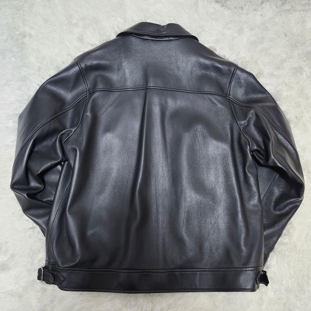 タグ付未使用　DAKS　シングルライダース　裏地刺繍　ラムレザー