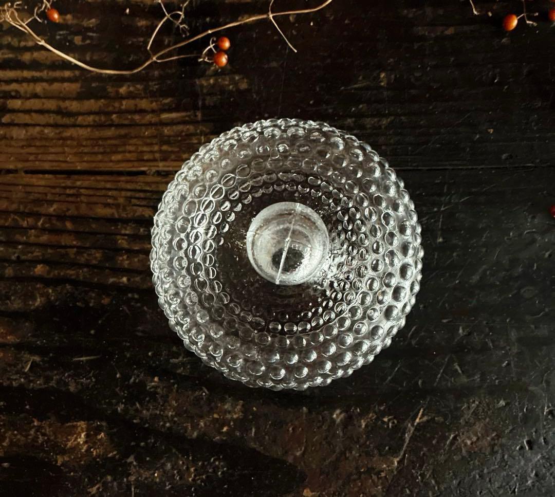 骨董　時代ガラス　希少　霰プレス　飴屋瓶　菓子瓶　お菓子入れ　ボンボニエール