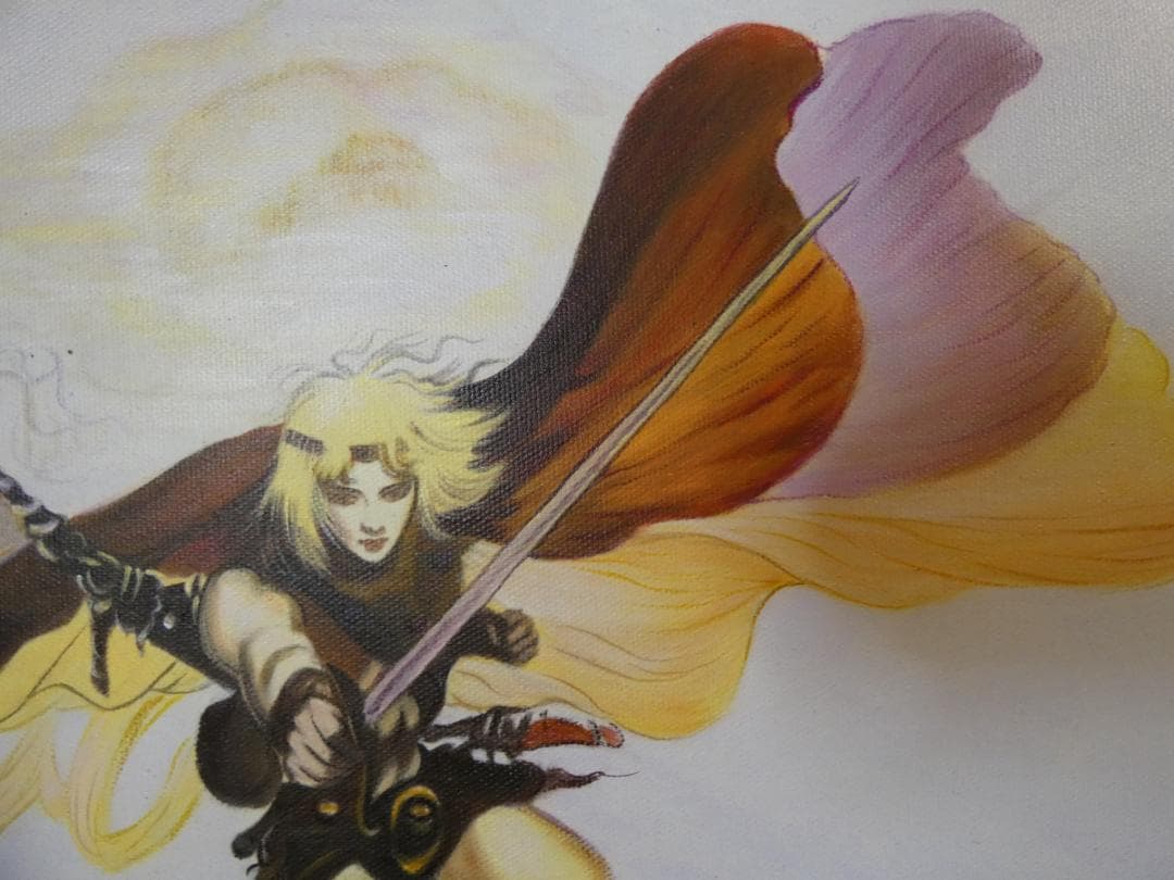 人物画　油絵　天野喜孝　F6　額付き　手描き　肉筆