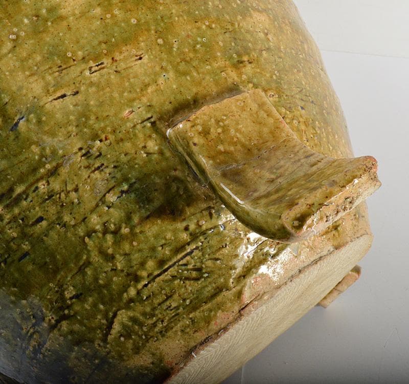 北大路魯山人　織部焼　三つ足　壺　時代箱　D　R5512C