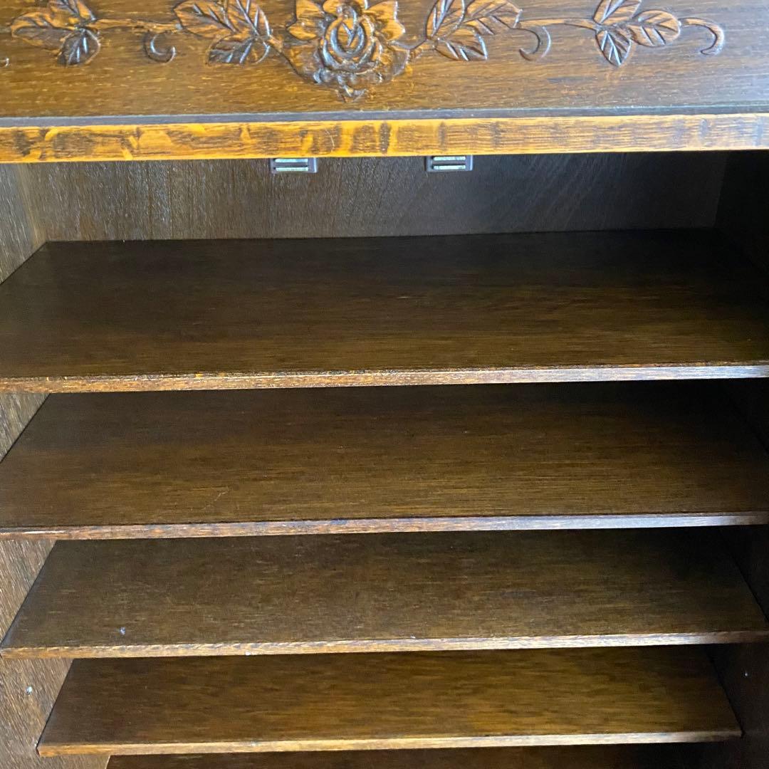 三越家具 ブルージュ Brugge 食器棚 キャビネット オーク材 ステンド