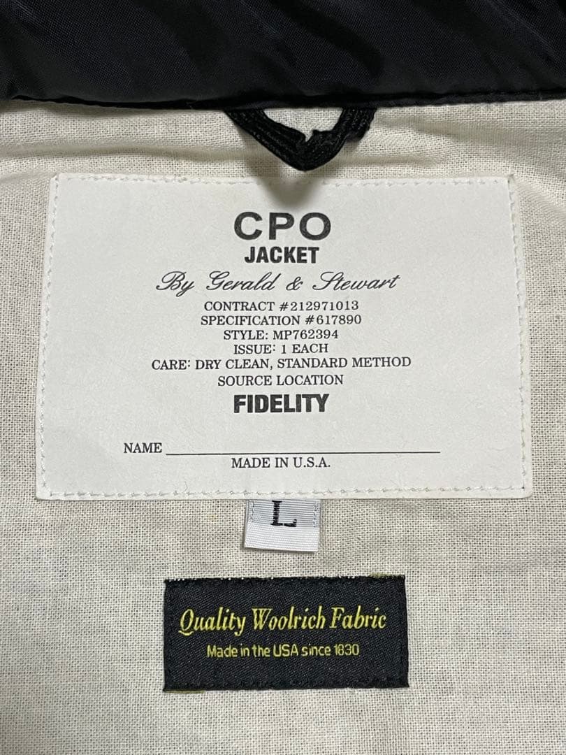 FIDELITY × Woolrich USA製 CPOジャケット 【L】