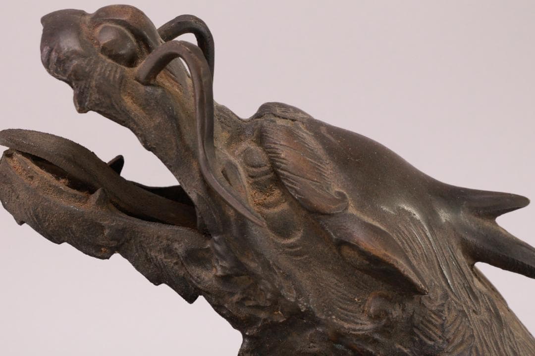 古美術品　時代　古銅　麒麟形香炉　高29.5㎝　神獣 置物 金属工芸 BJ164