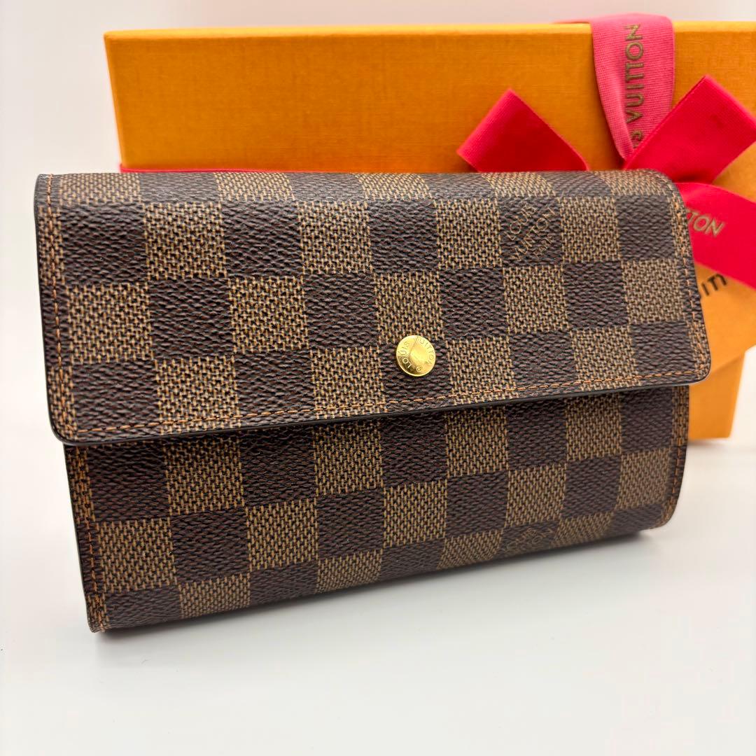 【極上美品】ルイヴィトン ダミエ ポルトトレゾール エテュイ パピエ 折り財布