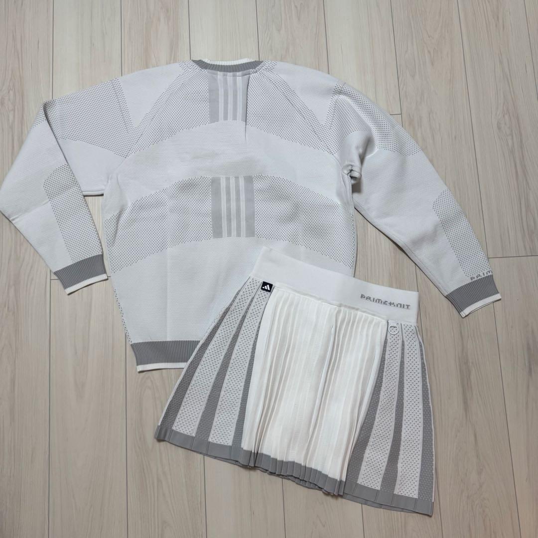新品 アディダス セットアップ プライムニット プリーツスカート 秋冬 ホワイト