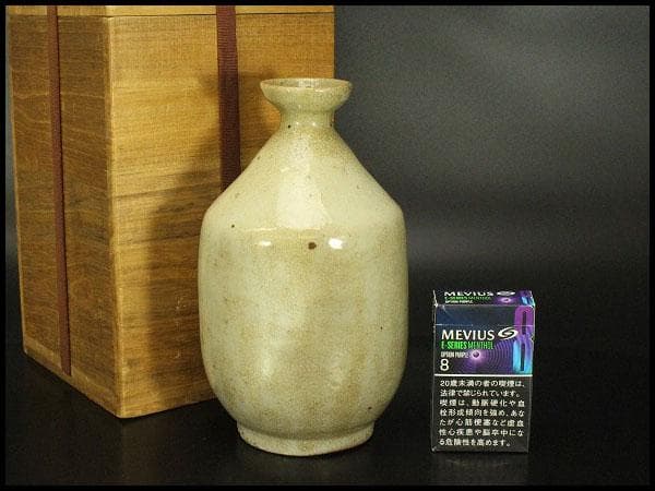 骨董 李朝 白磁 雨漏り手 瓶 時代物(A444)