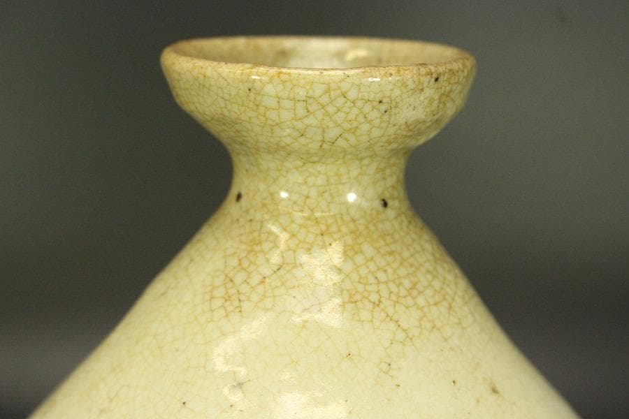 骨董 李朝 白磁 雨漏り手 瓶 時代物(A444)