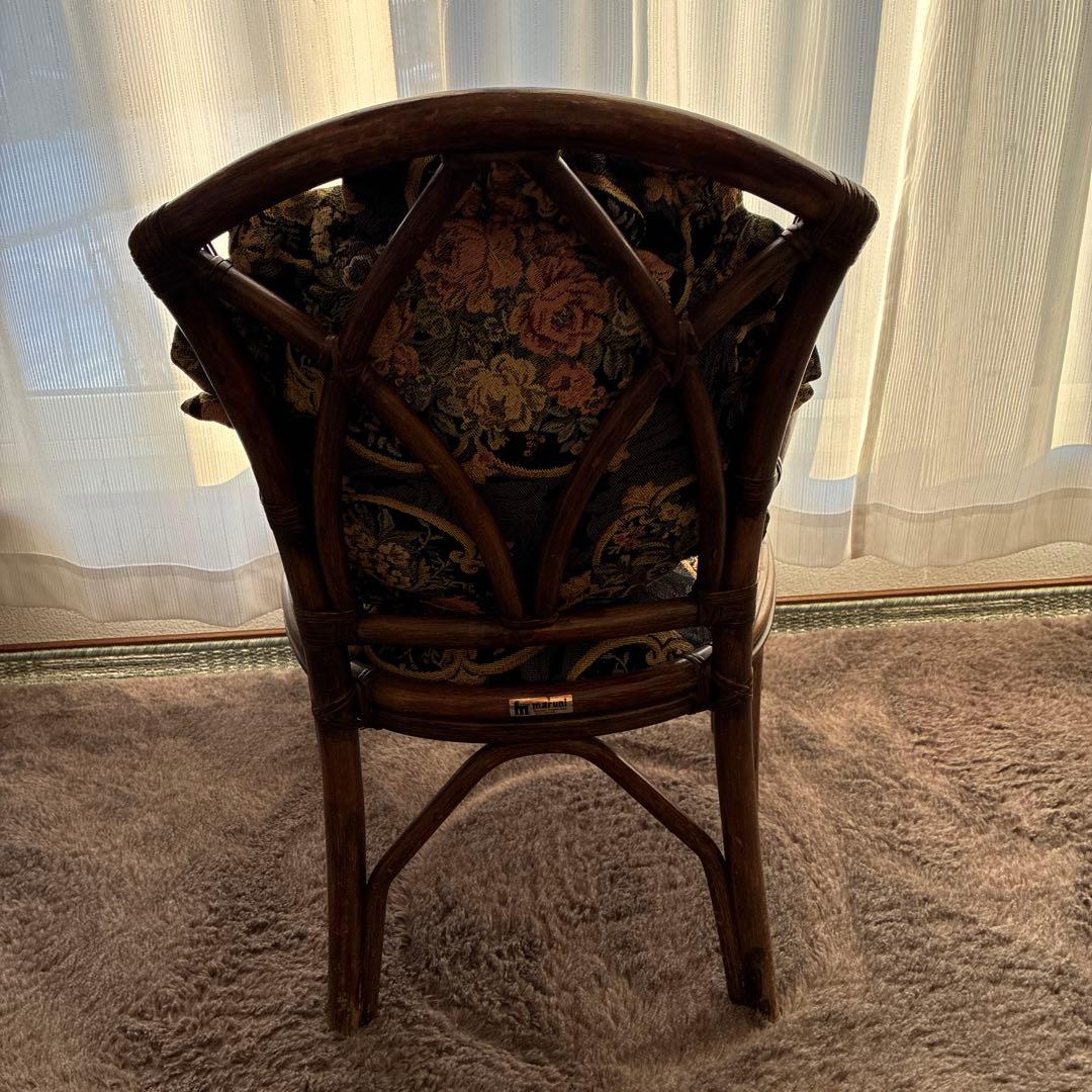 マルニ製　ラタン花柄クッション付き椅子 アンティーク　1脚