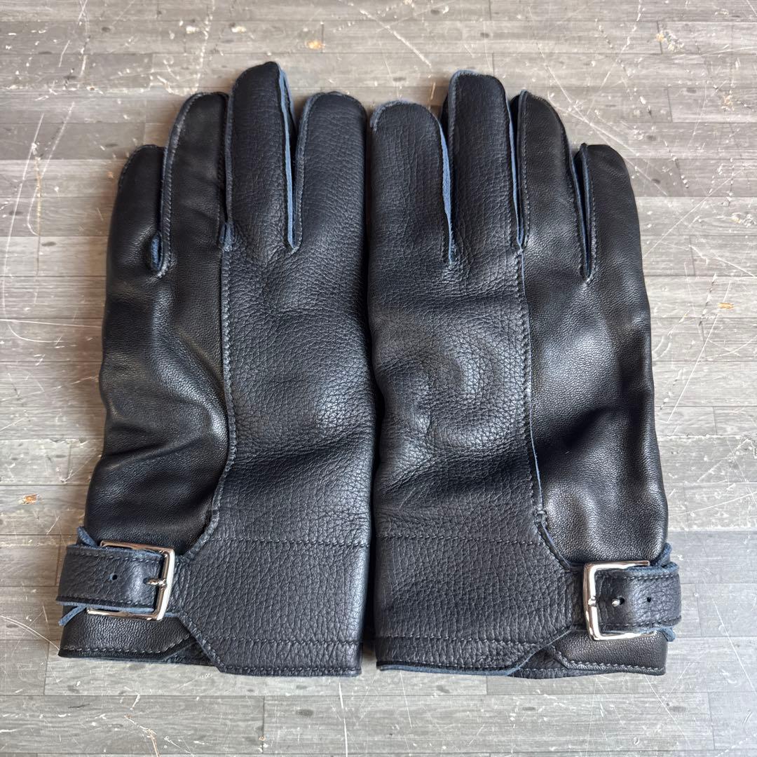 エルメス メンズ レザー グローブ ブラック 手袋