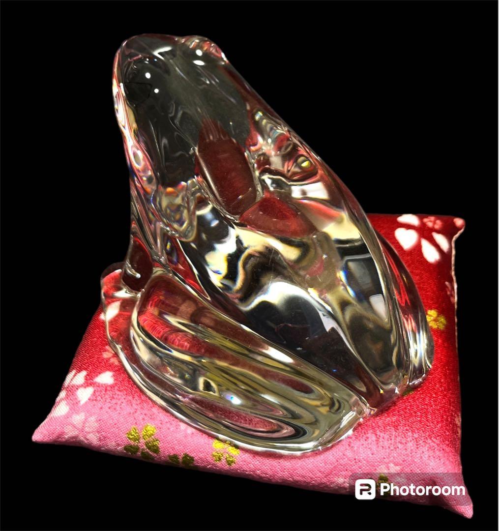 【美品】【縁起物】バカラ Baccarat カエル 置物 ペーパーウェイト