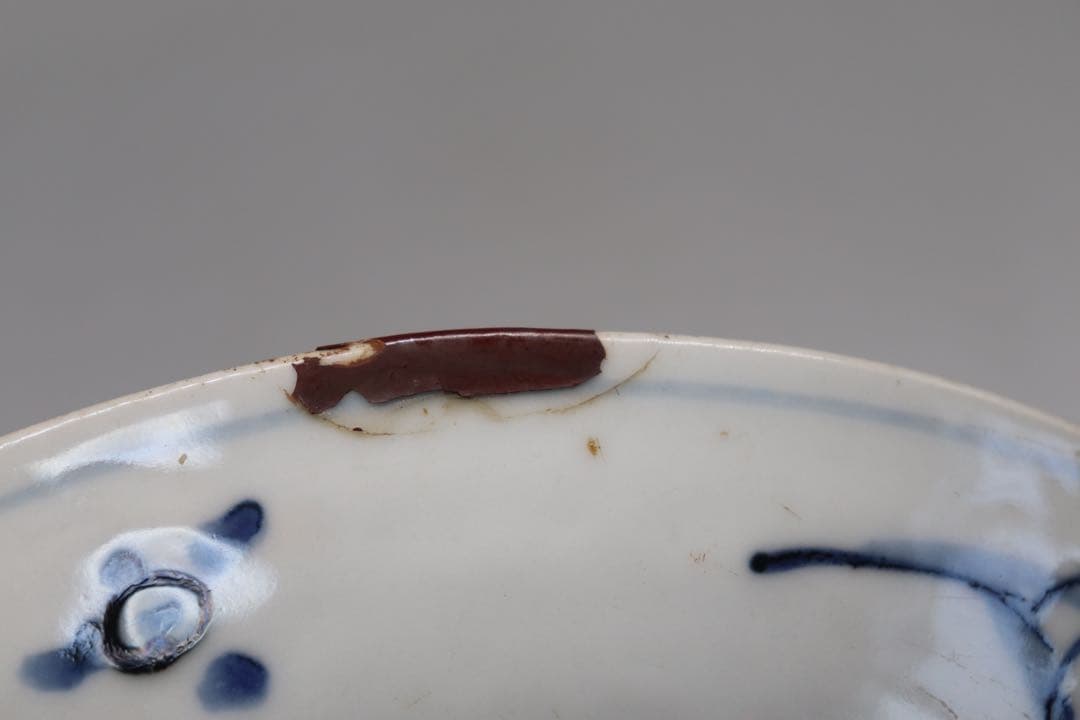 中国　明時代　漳州窯染付牡丹鳳紋大皿　送料込み0821