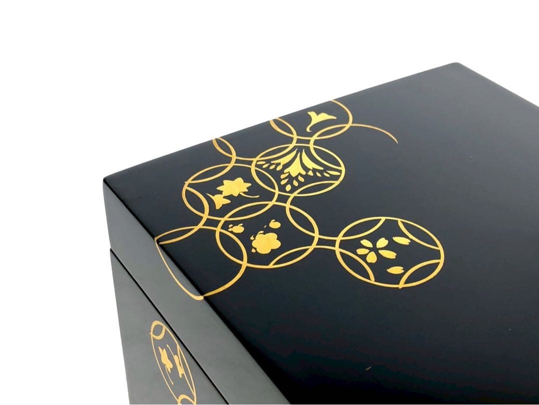 割引❣️『虎』塗師 岡本 陽斎 七宝蒔絵 黒塗 利休茶箱 共箱 （1F箱⑤）