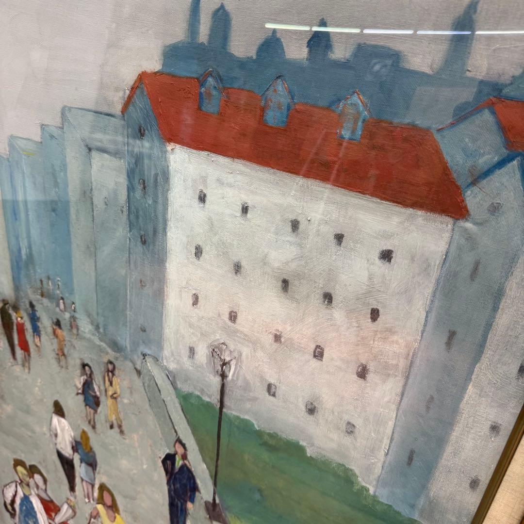 H15K62 サイン有り 藤岡隆子 ブリッジ 大作油彩画 60号