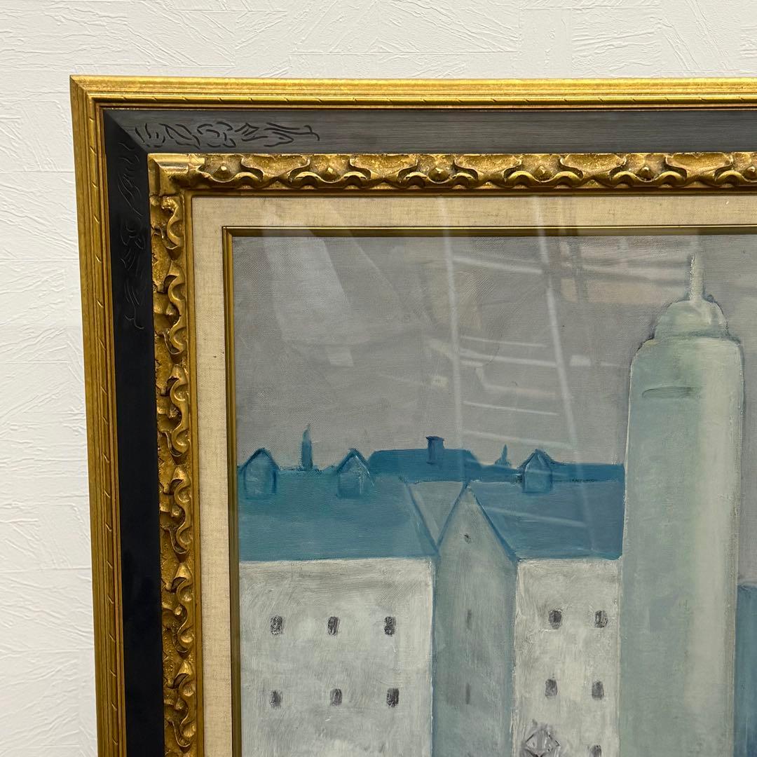 H15K62 サイン有り 藤岡隆子 ブリッジ 大作油彩画 60号