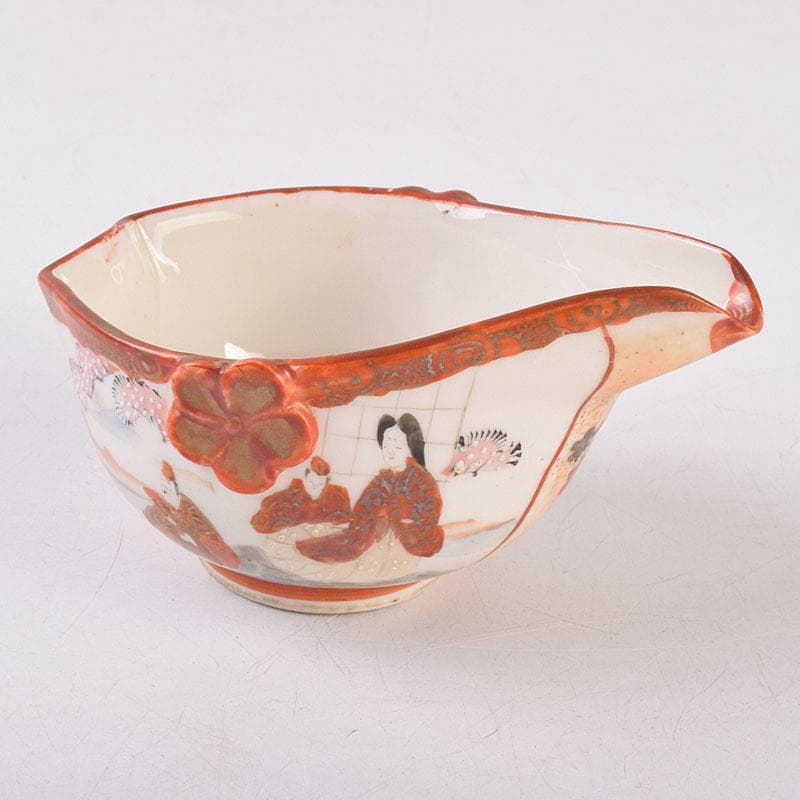 九谷焼　九谷庄三造　赤絵　煎茶碗　五客　湯冷まし　合わせ箱　V　R9020