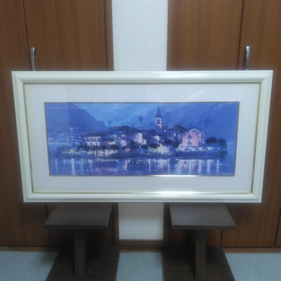 シルバーナイト(R)　笹倉鉄平　ラゴ・マジョーレ　中古　額装アートポスター