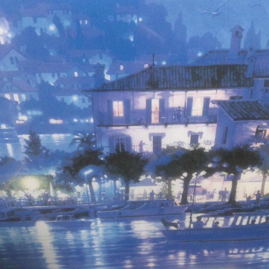 シルバーナイト(R)　笹倉鉄平　ラゴ・マジョーレ　中古　額装アートポスター