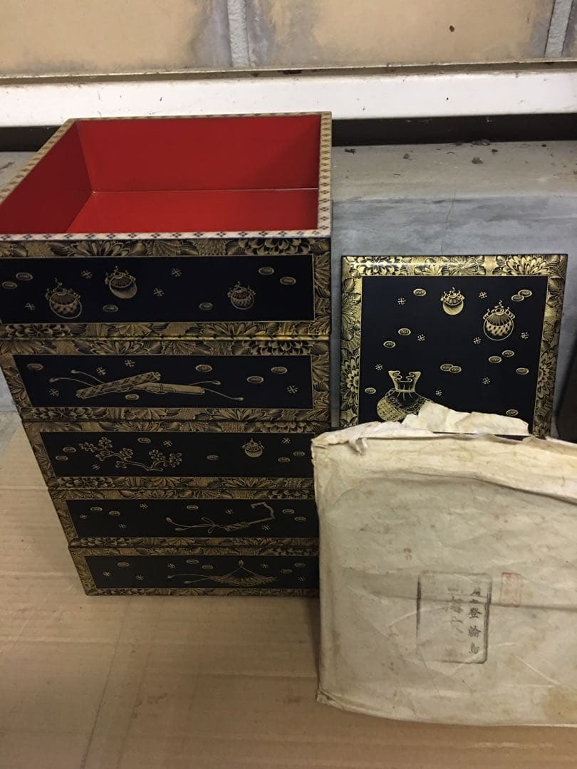 古い重箱　骨董　昭和レトロ