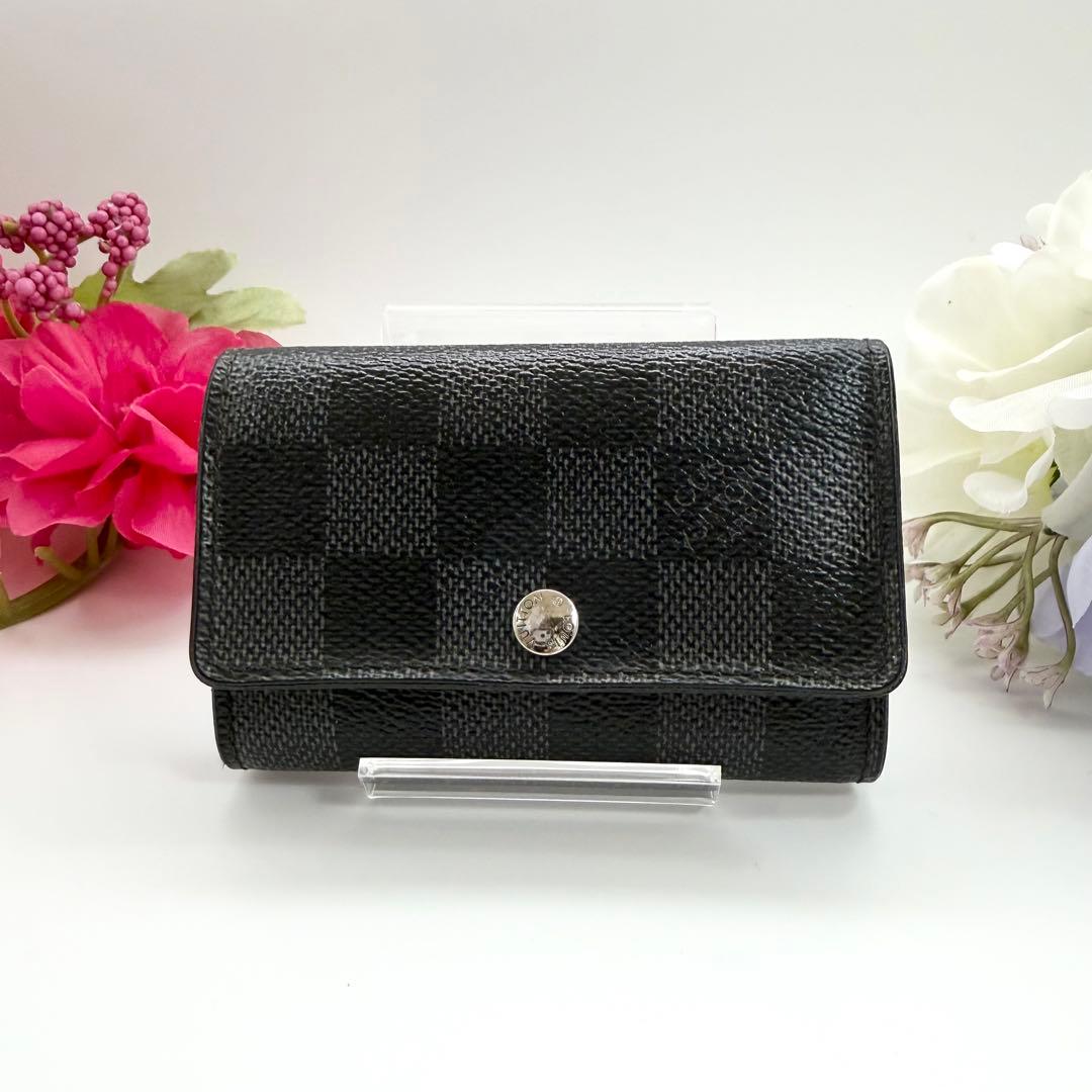 ルイヴィトン　ミュルティクレ6 ダミエ　グラフィット　6連　キーケース　黒