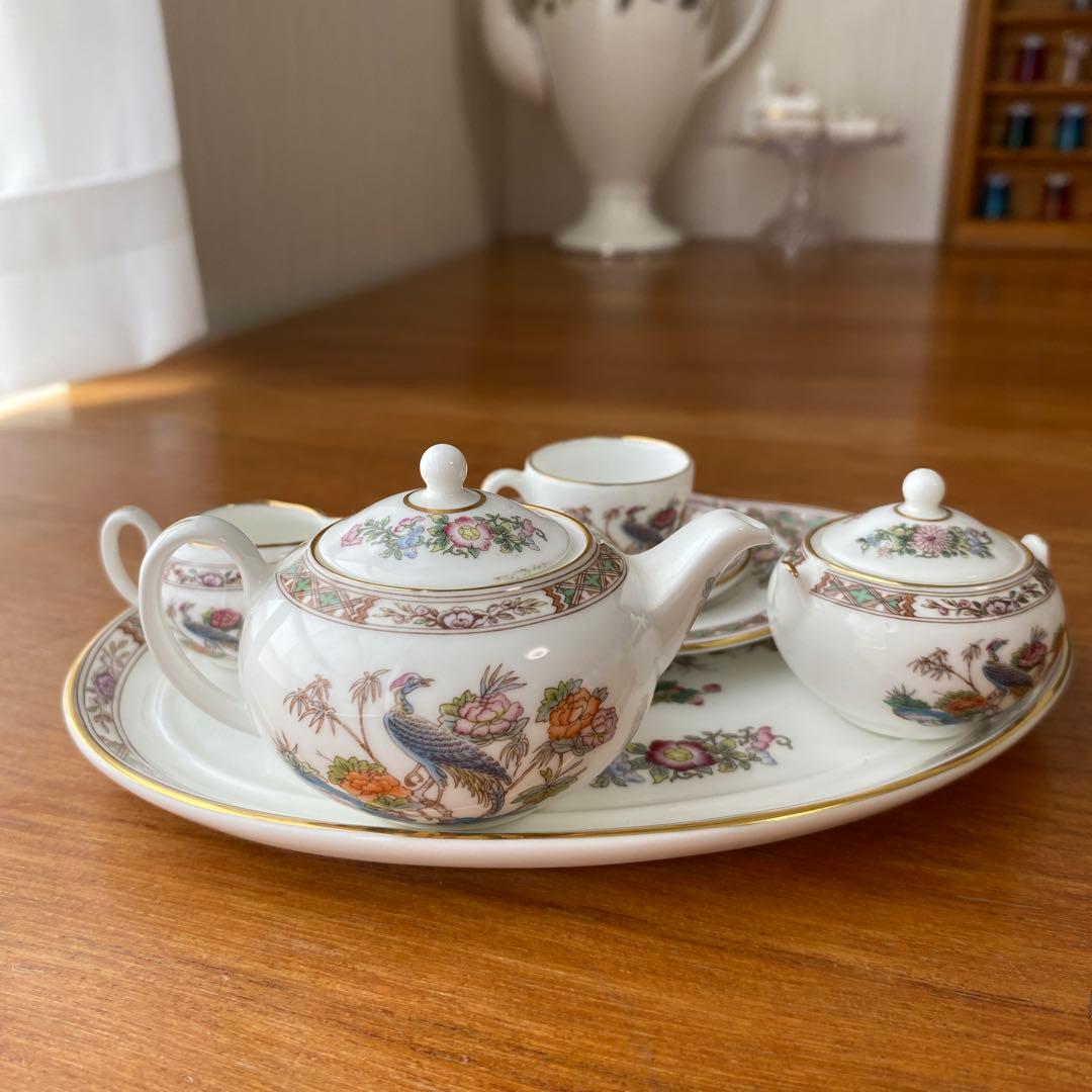 ウェッジウッド クタニクレーン　ミニチュア　ティーセット　孔雀　シノワズリ
