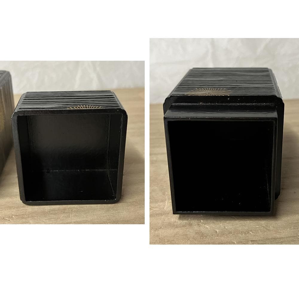 F1406 新井司峰 一閑四方 唐松 莨入 共箱 茶道具