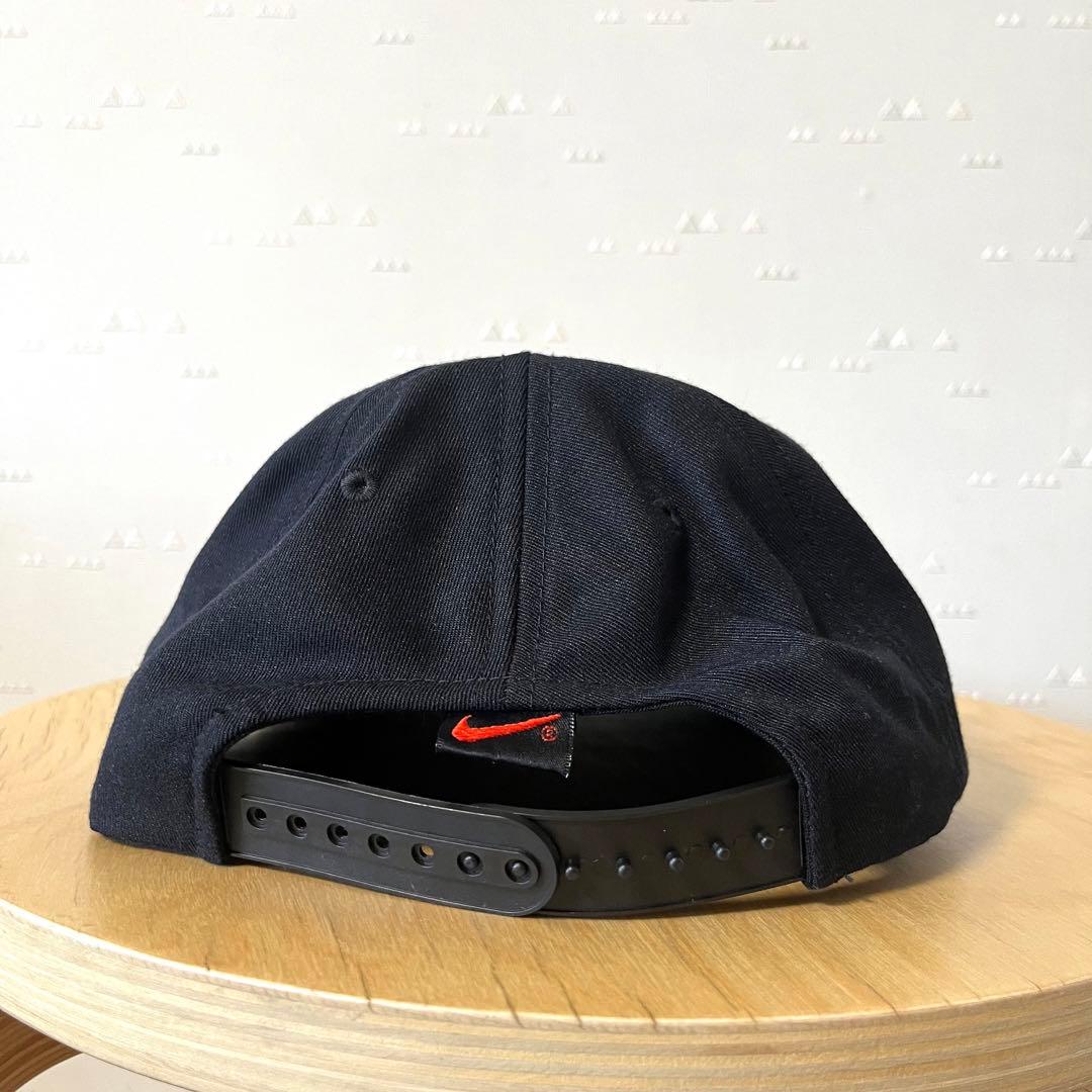 美品 古着 80's オールド ナイキ スウォッシュ キャップ 黒 ツートン