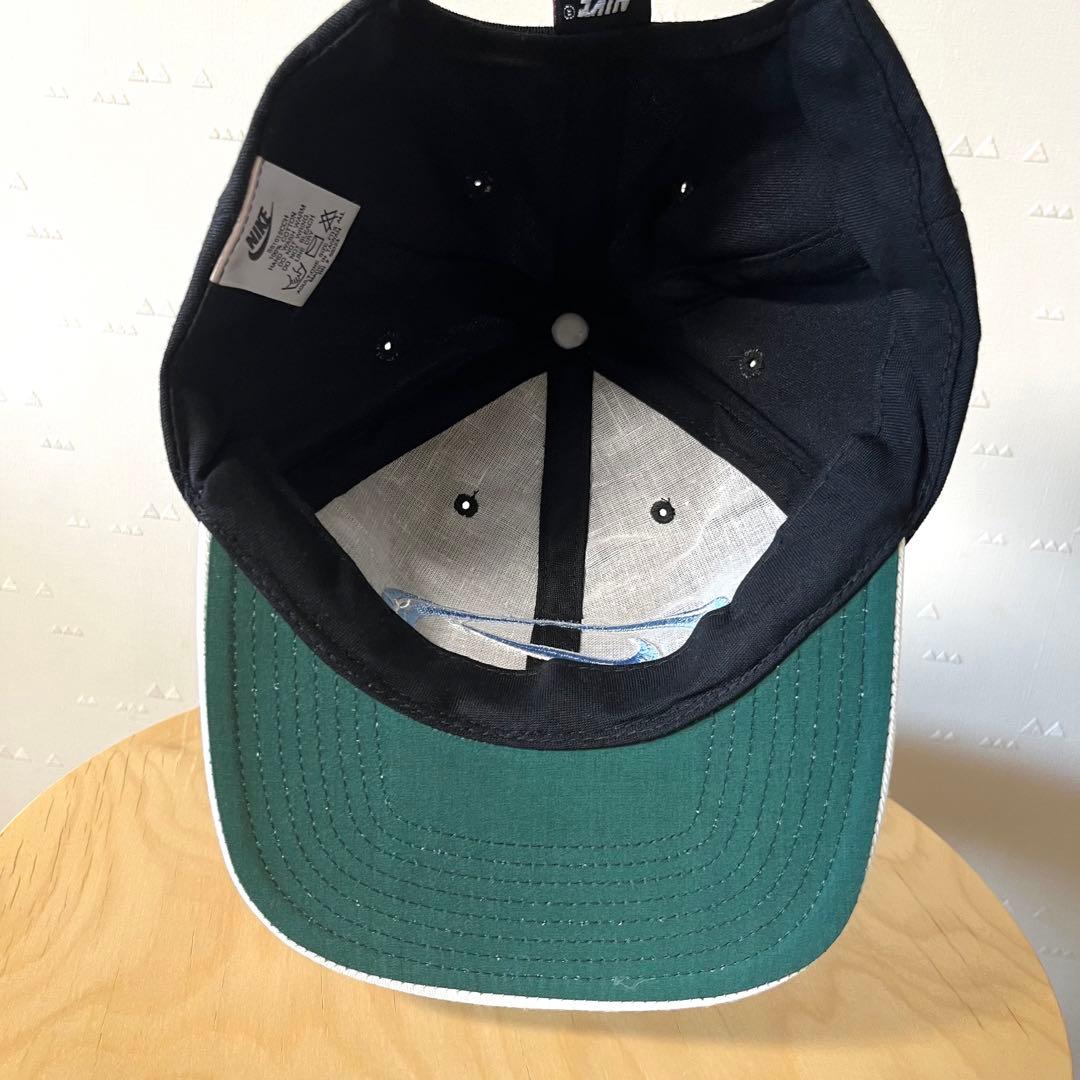 美品 古着 80's オールド ナイキ スウォッシュ キャップ 黒 ツートン