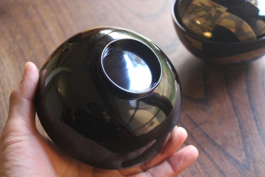 時代逸品！時代黒漆に極上短冊蒔絵の映えるお椀2点（検輪島塗蒔絵椀懐石椀