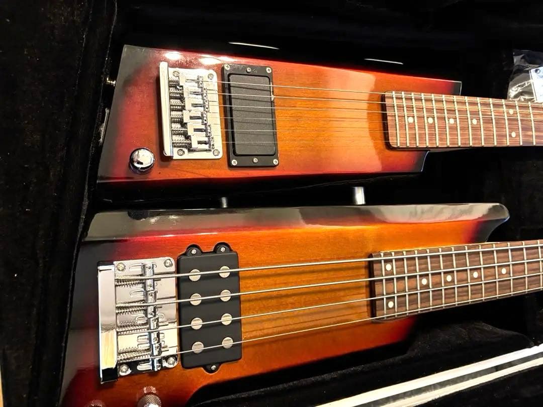 ダブルネックエレキギター&ベース サンバースト