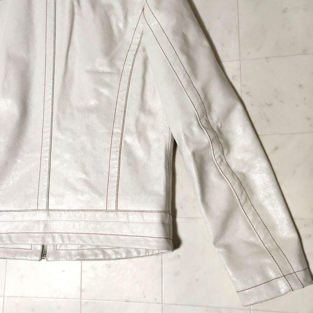 DIESEL 中華新年モデル クラック加工 ホワイト レザー ジャケット