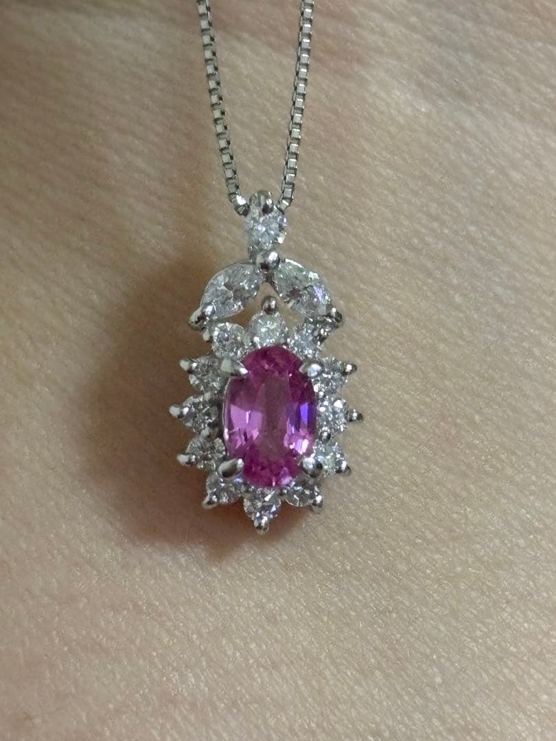 ピンクサファイア　ダイヤモンド　ペンダントヘッド　PT900