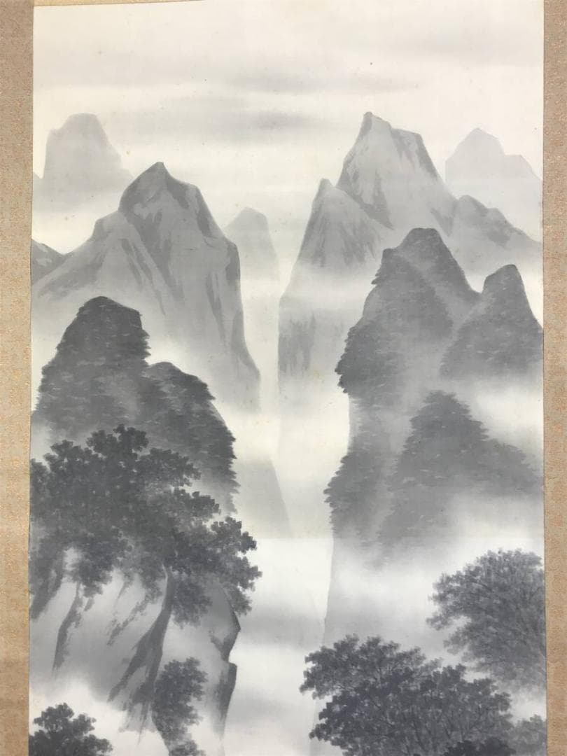 【真作】丹浪/仙峰雲渓図/山水図/掛軸/名家伝来/AD-773