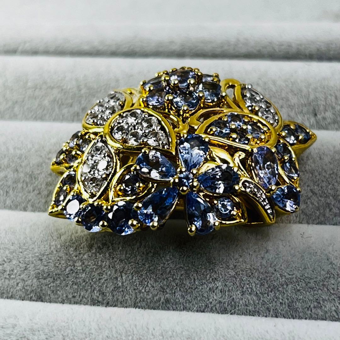 【美品】gstv ジュエリー　タンザナイト ホワイトジルコン リング　14号