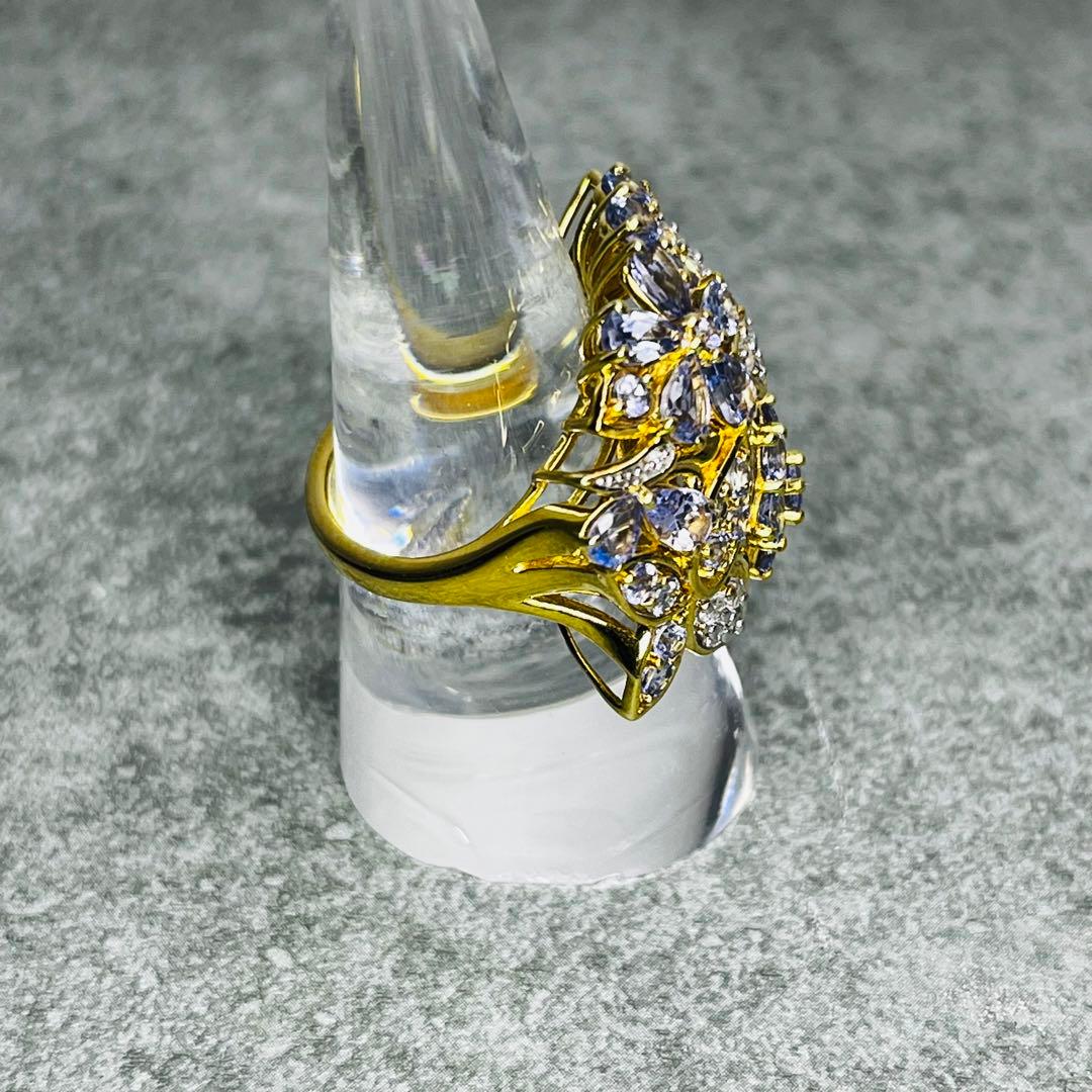 【美品】gstv ジュエリー　タンザナイト ホワイトジルコン リング　14号