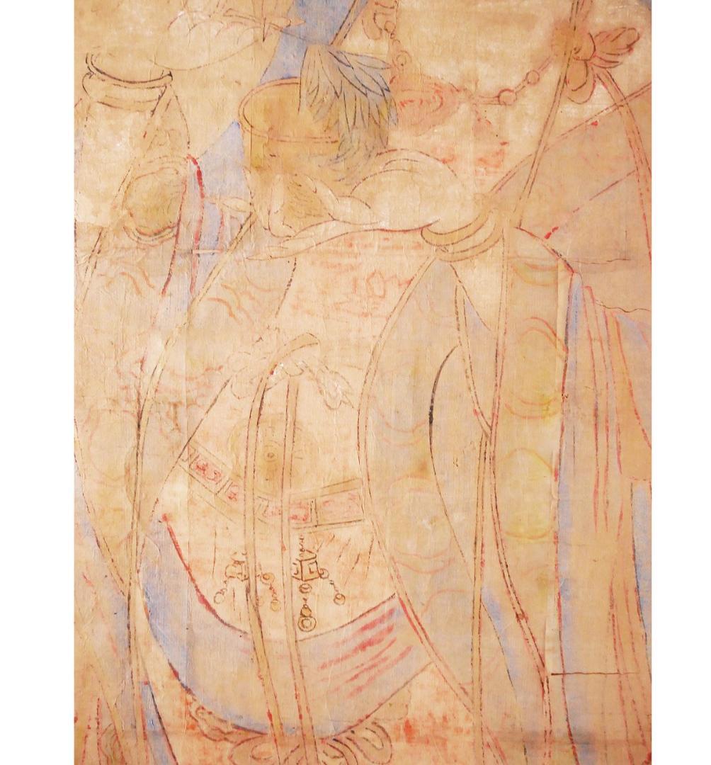 ◆『 巨勢金岡 仏画 題箋極 日野大納言 雪湖極書 』掛軸◆検）狩野永徳 雪舟