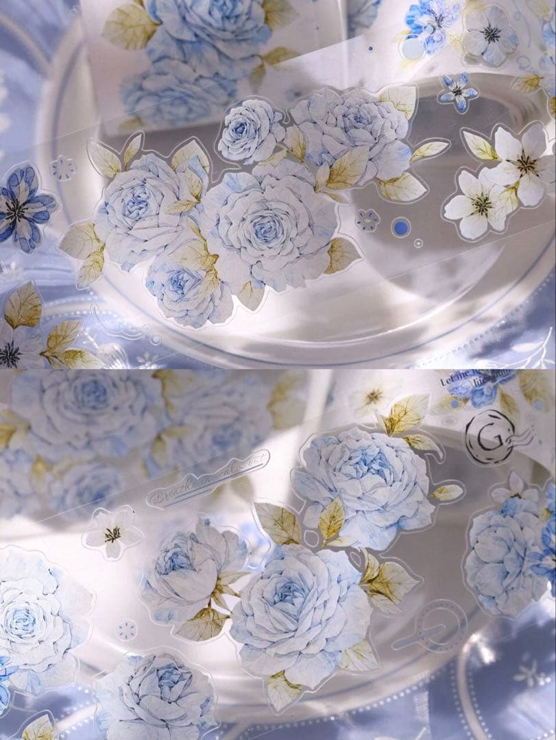 贝壳光 涧石蓝 ダイカット加工 5.5cm×6m 海外マスキングテープ