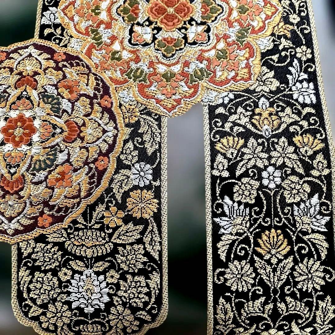 袋帯　ワンタッチ作り帯　マジックテープ　二重太鼓　付け帯　華紋　正絹