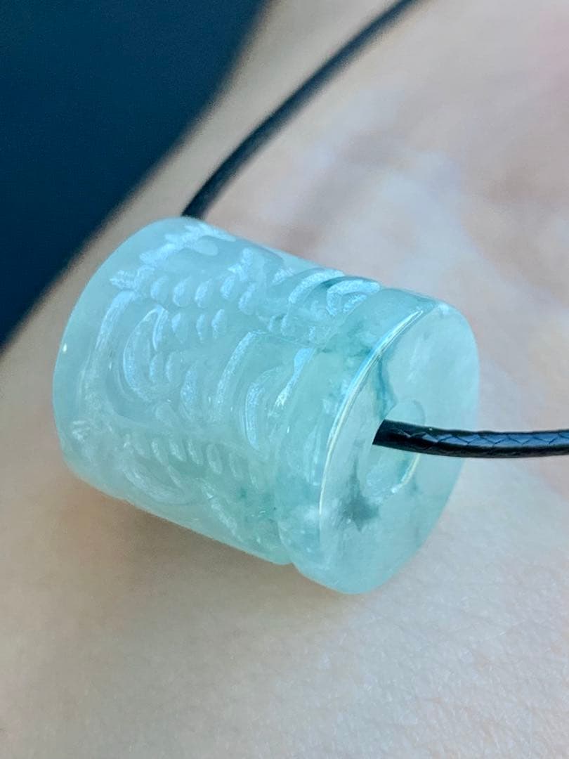 ☘本翡翠　氷種❄️六字真言　ルース⭐️路路通⭐️ネックレス　新品　0154