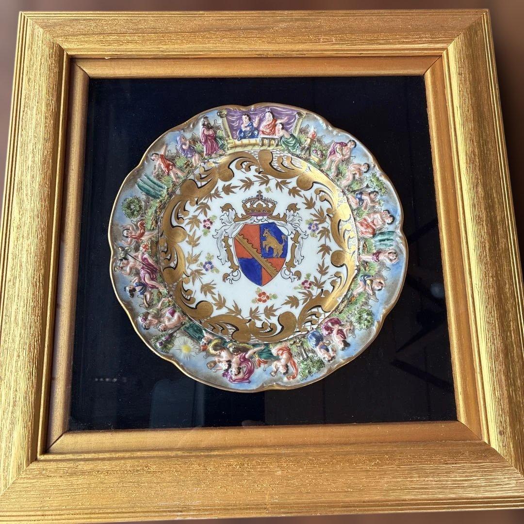 リチャードジノリ カポディモンテ アンティーク飾皿 額入り