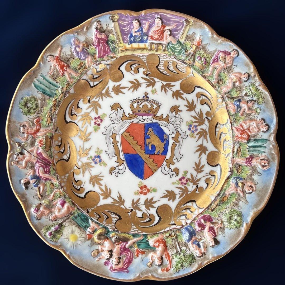 リチャードジノリ カポディモンテ アンティーク飾皿 額入り