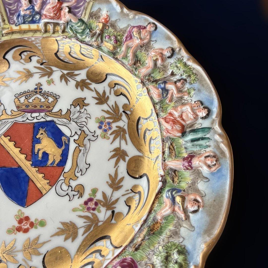 リチャードジノリ カポディモンテ アンティーク飾皿 額入り