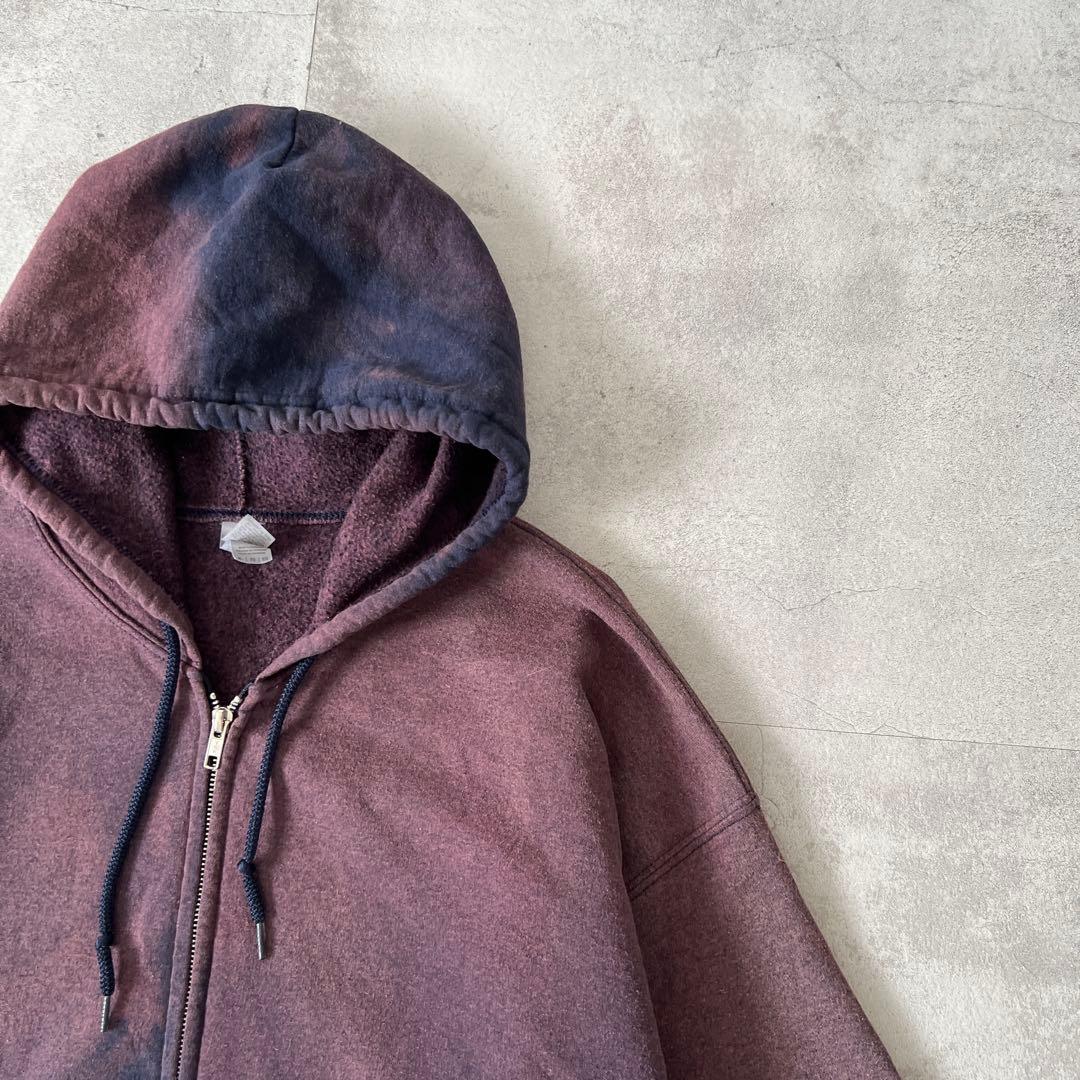 そ*ら様 一点物 Boro　鬼フェード　ボロ パーカー　ジップアップ　パープル×