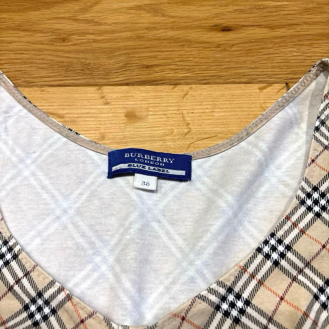 【バーバリーブルーレーベル】✳︎かわいいフリル ノバチェック柄タンクトップ✳︎38