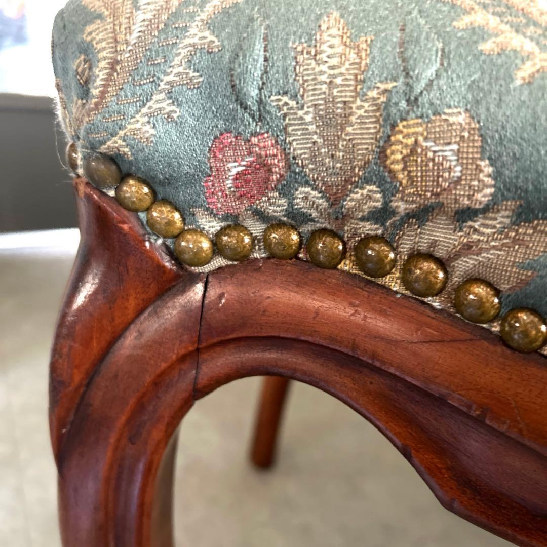 値下げ❗️アンティーク　イギリス　バルーンバックチェア　キャスター付き　ゴブラン織