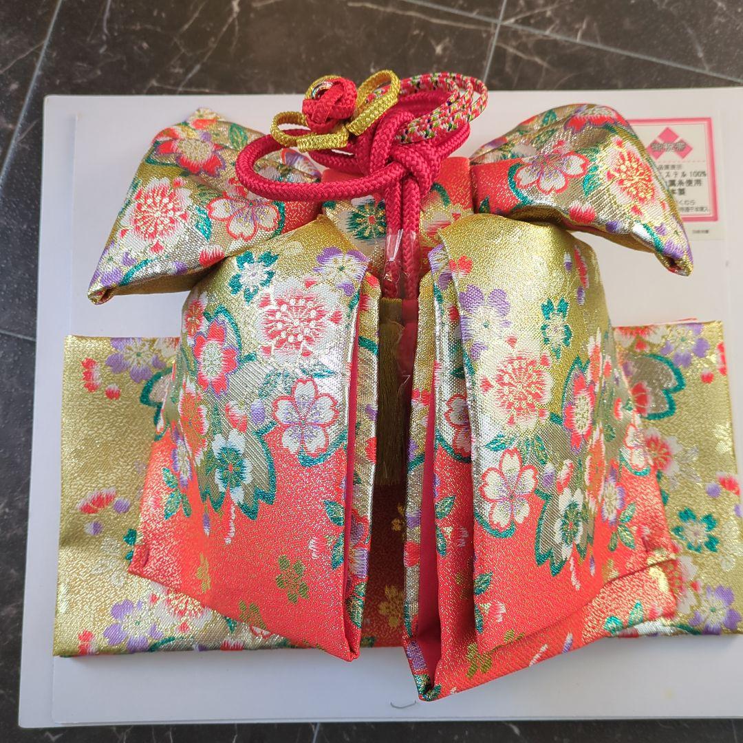 ⭐【新品タグ付き】西陣おくむら 金×桜柄　7歳　帯　箱せこセット　七五三