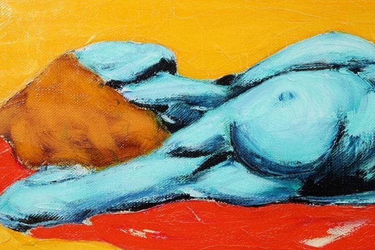 焔仁 「波路」 肉筆油彩10号 三越取扱シール　真作保証