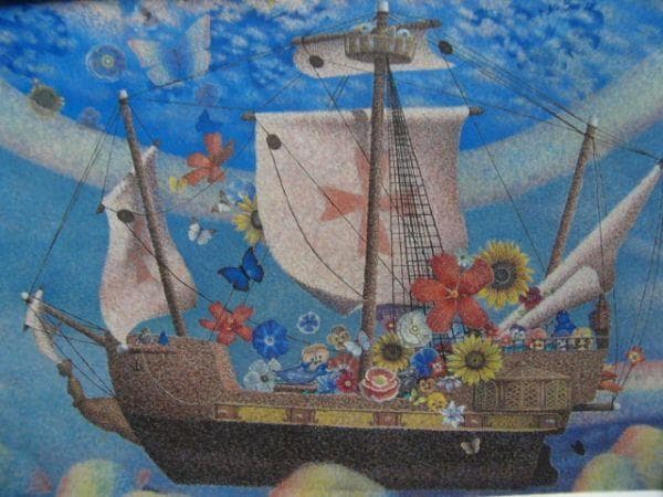 小原稔【航路にのり】希少画集画、状態良好、新品高級額装付