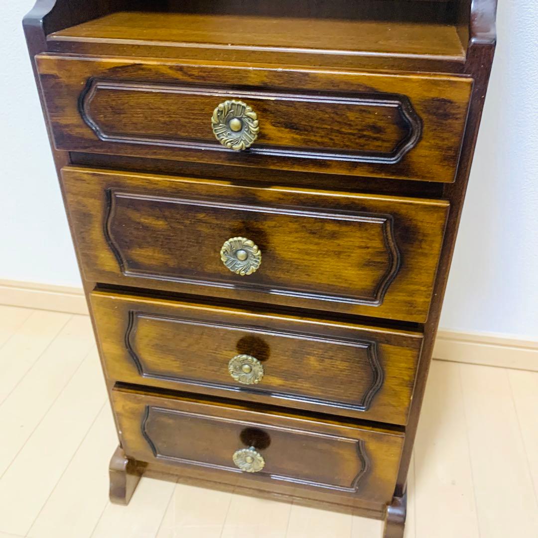 【美品】カリモク コロニアル 電話台 小引き出し4段　飾り台　花台　ヴィンテージ