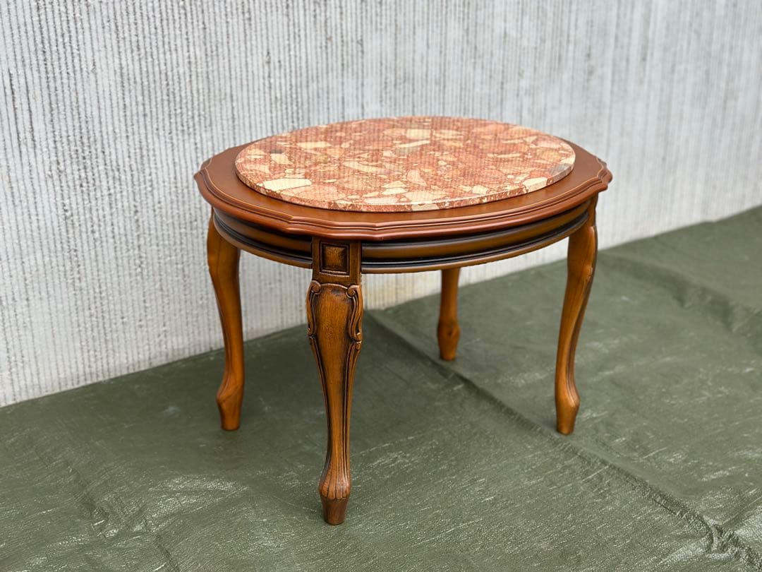 【サイドテーブル】木製　花台　飾り台　大理石　オケージョナルテーブル