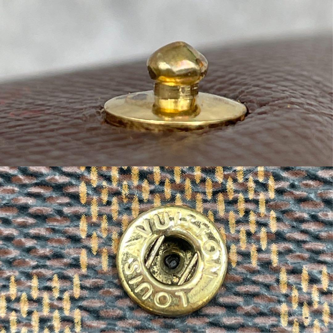 ルイヴィトン　ダミエ　折り財布　ラウンドファスナー　レザー　ブラウン　茶色